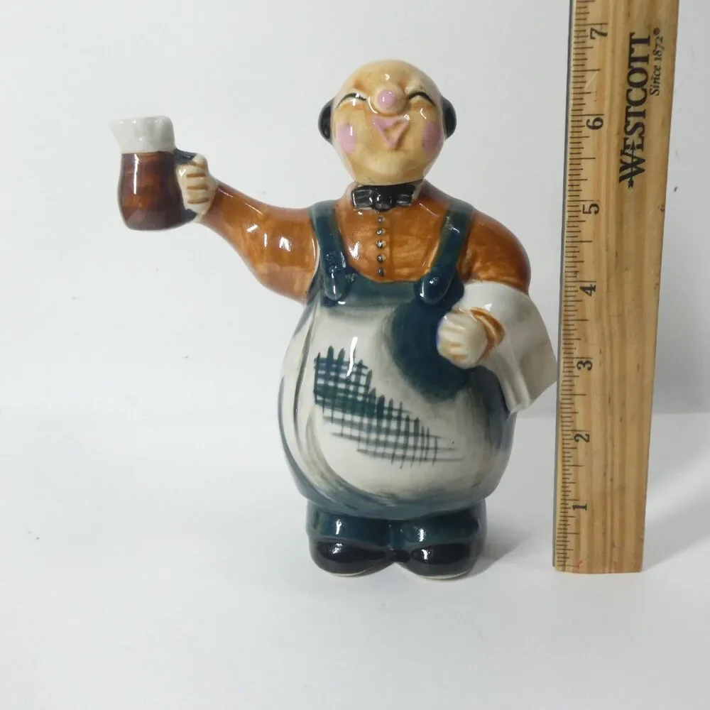 Figural Decanter Bottle Japan Vintage Waiter Bartender Novelty Caricature MCM